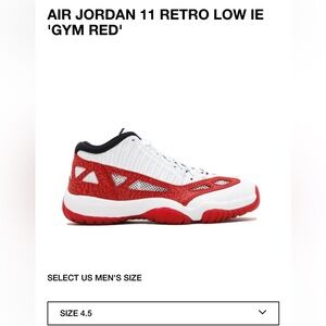 AIR JORDAN 11 RETRO LOW IE 'GYM RED'